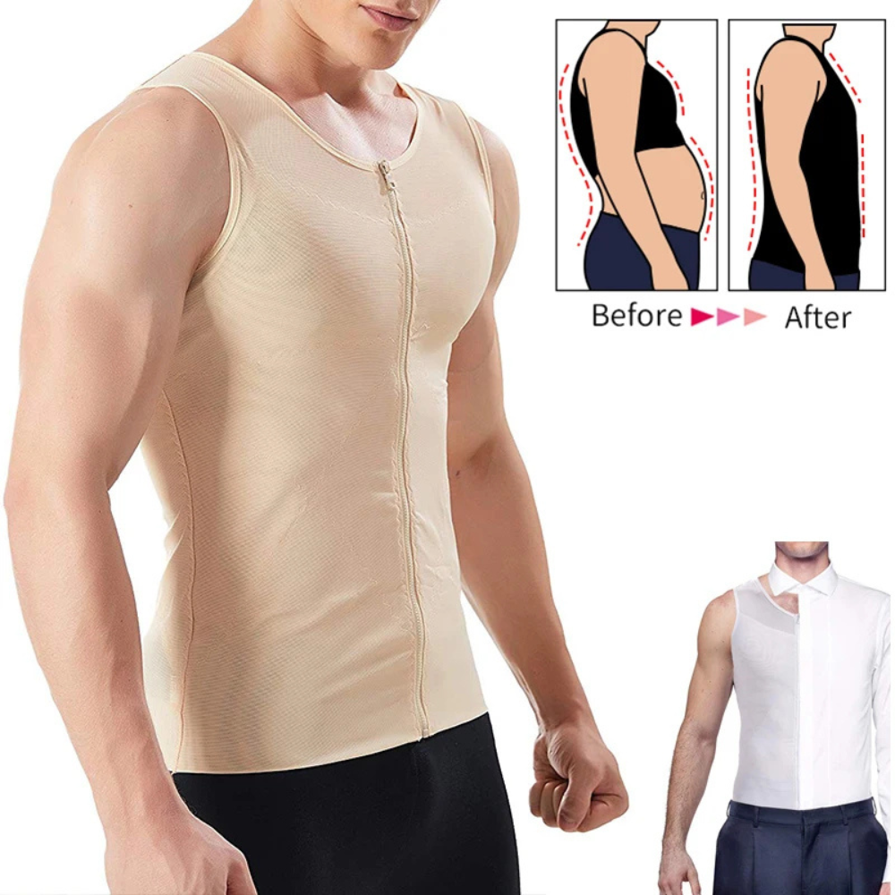 CoreFit Zip: Men’s Compression Vest For Posture Support & Core Control