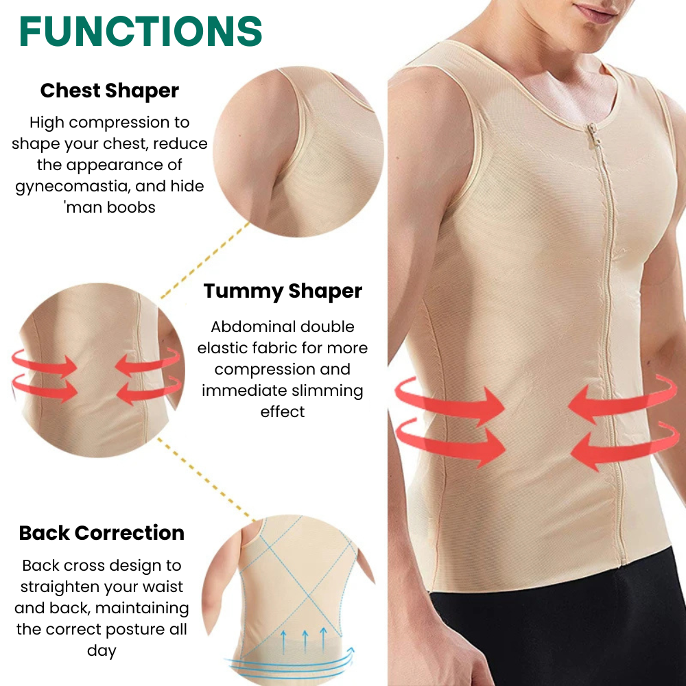 CoreFit Zip: Men’s Compression Vest For Posture Support & Core Control