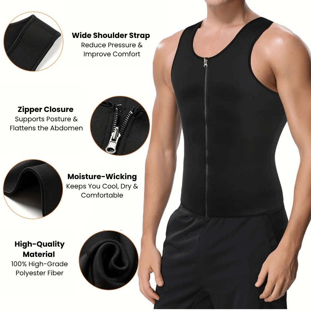 SweatMax: Men’s Sweat & Shape Sauna Compression Vest - ToneArmor
