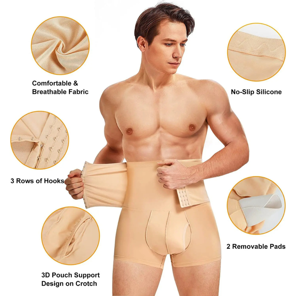 SlimFit Pro: Men's High-Waist Corset Slimming Shapewear Shorts