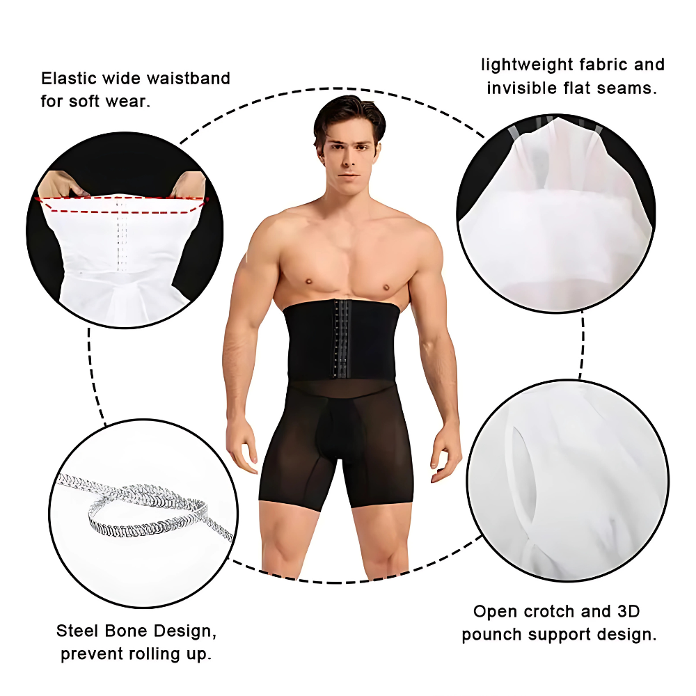Men's Tummy Control Waist Trainer and Slimming Shorts Compression Set