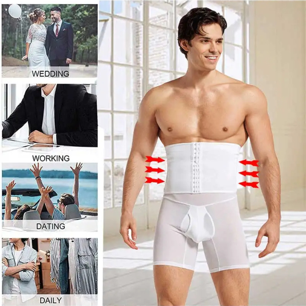 Men's Tummy Control Waist Trainer and Slimming Shorts Compression Set
